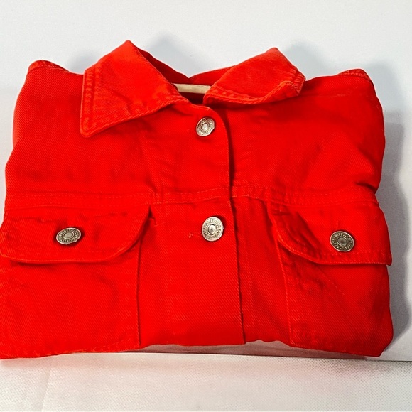 Les Copains Misselleci Vintage Jeans Crop Jacket Orange Red Size 40EU or S US - Picture 10 of 10